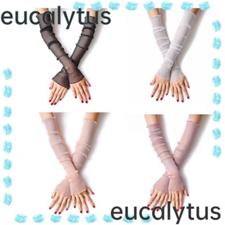 Eucalytus1 ถุงมือตาข่ายลูกไม้ ผ้าฝ้ายถัก สีดํา สีขาว สีชมพู สีม่วง 4 คู่