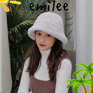 Emilee หมวกชาวประมง ผ้ากํามะหยี่ขนนิ่ม ผู้หญิง ฤดูหนาว ป้องกันหู กันแดด กลางแจ้ง หมวกปานามา แบบนิ่ม