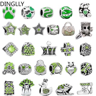 Dinglly ลูกปัด อัลลอย สีเขียว พลอยเทียม นกฮูก สัตว์ รอยเท้า และดาว เสน่ห์ เครื่องประดับ Diy ทําอุปกรณ์เสริม