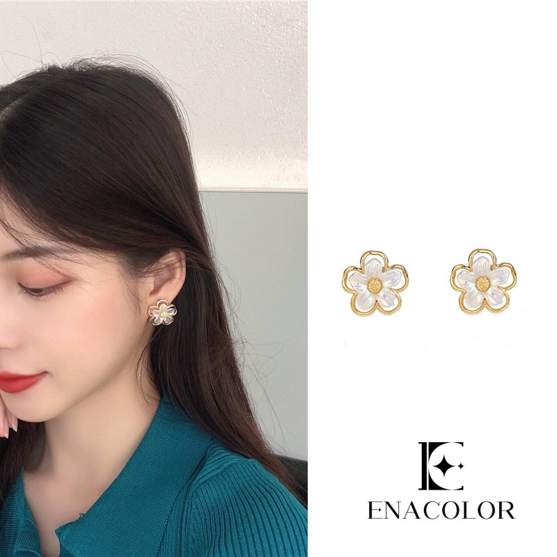 enacolor-ต่างหูเข็มเงิน-s925-ลายดอกไม้-สไตล์เกาหลี-สําหรับผู้หญิง