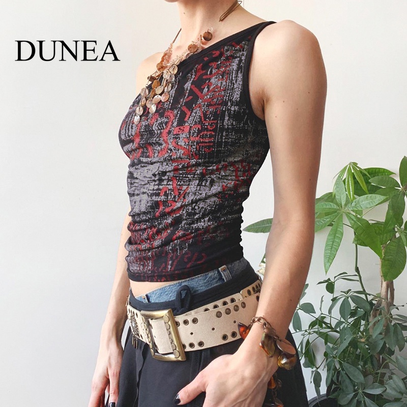 dunea-เสื้อเปิดไหล่-พิมพ์ลาย-สไตล์วินเทจ-สําหรับผู้หญิง