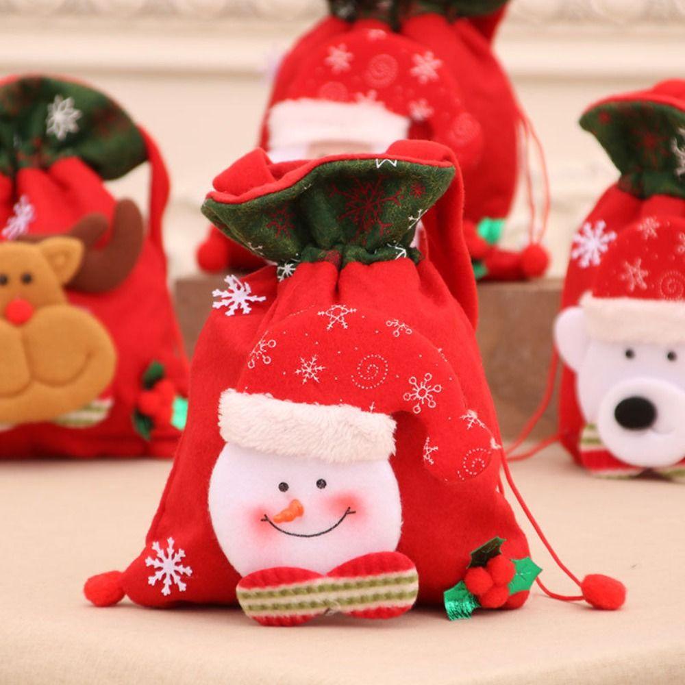 beauty-ถุงผ้าสักหลาด-แบบหูรูด-ลายคริสต์มาส-ซานตาคลอส-สโนว์แมน-กวาง-สําหรับเก็บเครื่องประดับ-ตุ๊กตา