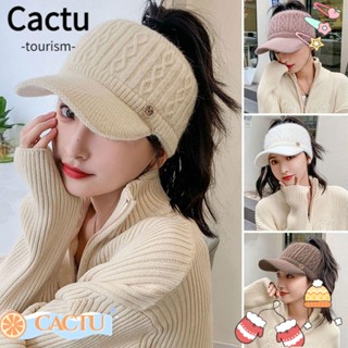 Cactu หมวกเบสบอล ผ้าถัก กันลม ให้ความอบอุ่น แฟชั่นฤดูหนาว สําหรับผู้หญิง