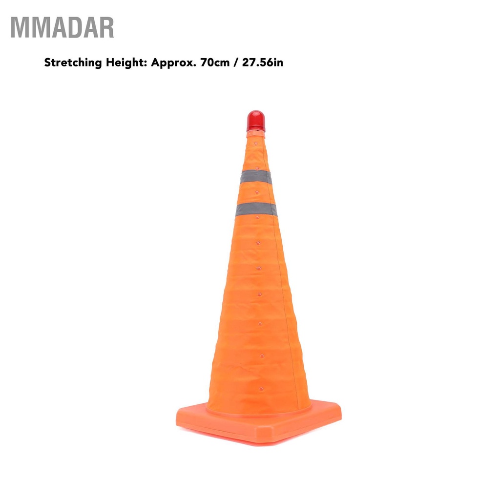 mmadar-กรวยจราจรแบบพับได้-70x30x30cm-กรวยนิรภัยแบบคอสะท้อนแสงคู่พร้อมไฟเตือนสำหรับถนน