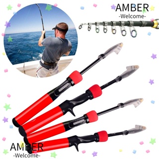 Amber คันเบ็ดตกปลา แบบยืดสไลด์ได้ ขนาดเล็ก ปรับได้ สําหรับเดินทาง