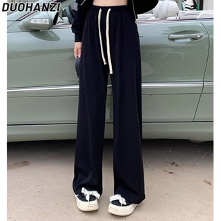 Duohanzi กางเกงขากว้างลําลอง เอวยางยืด ทรงหลวม ขนาดใหญ่ หลายสี สําหรับสตรี