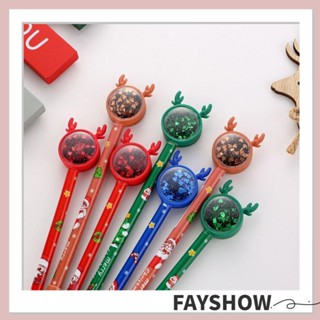 Fay 4 ชิ้น คริสต์มาส เป็นกลาง ปากกา, การ์ตูน Kawaii Elk เลื่อม ปากกา, การ์ตูน พลาสติก สีดํา หมึก เครื่องเขียน ปากกาเจล เขียน