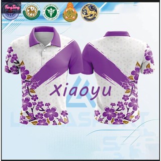 เสื้อโปโลสำหรับผู้ชาย พิมพ์ลายดอกไม้(เลือกตราหน่วยงานได้ สาธา สพฐ อปท และอื่นๆ)