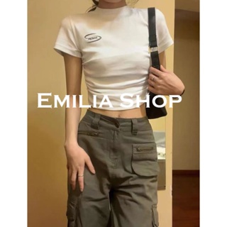 EMILIA SHOP เสื้อยืด เสื้อครอป 2023 ใหม่A29J0UW 0323