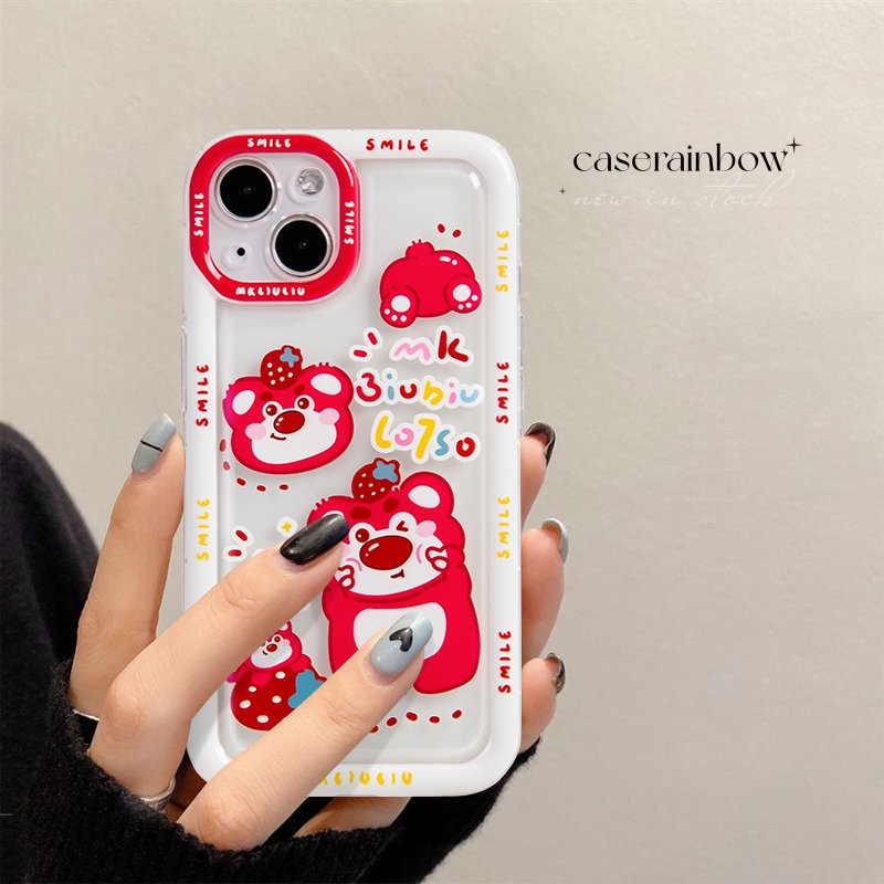 เคสโทรศัพท์มือถือแบบนิ่ม-tpu-ใส-กันกระแทก-ลายการ์ตูน-toy-story-หมีสตรอเบอร์รี่น่ารัก-สําหรับ-iphone-7plus-xr-11-13-12-14-pro-max-x-xs-max-6-7-8-6s-plus-se-2020