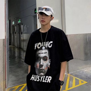 American Street Hip-Hop Portrait Printed Round Neck Short-Sleeved T-Shirt Men Women Couples Summer High Trend ins H_03