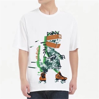 National Trendy Unique Graffiti Cartoon Dinosaur Print Round Neck Short-Sleeved T-Shirt Men Women Teenagers Student_03