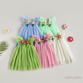 Babygarden-9m-5y ชุดเดรสแขนพองลําลอง ลายดอกไม้ สไตล์เจ้าหญิง แฟชั่นฤดูร้อน สําหรับเด็กผู้หญิง
