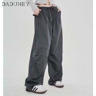 DaDuHey🎈 Summer New American Style High Street Cargo Pants High Waist Loose Parachute Pants Plus Size Jogging Pants