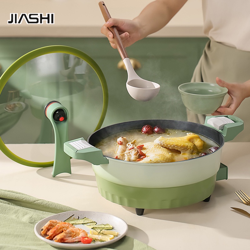 jiashi-กระทะไฟฟ้าอเนกประสงค์-หม้อหุงต้มไฟฟ้าแบบไม่ติดกระทะในครัวเรือน