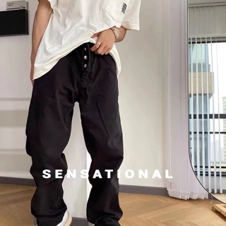 ZQIM original quality Chrome Hearts silver buckle Sanskrit plain washed herringbone casual pants