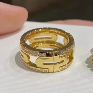 Baojia แหวนเหล็กไทเทเนียม ประดับเพชร กันน้ํา ไม่จางหาย ของขวัญแฟชั่น