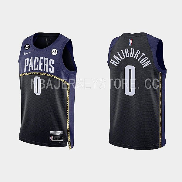 2022-2023-indiana-pacers-เสื้อบาสเก็ตบอลสีดำของผู้ชายสั้น-เสื้อยืดกีฬา