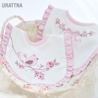 URATTNA Drool Scarf Bib Double Cotton Soft Cute with Embroidery and Lace Trim for Newborns Infants Toddlers