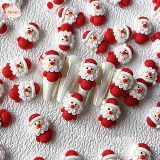 AHOUR Christmas Nail Art Decorations Colorful Santa Claus High Quality Charms Cute Resin Christmas Tree Kawaii Cartoon Fingernail  Accessories