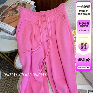 High-waisted casual pants womens thin 2022 new summer baggy sports straight tube wide-legged leg trousers