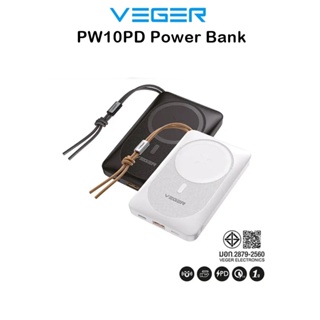 Veger P10PD Power Bank แบตสำรองสำหรับพกพาความจุ10000mAh MagOn Magnetic Wireless PD 20 วัตต์ สำหรับ อุปกรณ์ที่ชาร์จไฟ