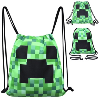 กระเป๋าเป้สะพายหลัง แบบผูกเชือก ขนาด 35 ซม. X 31 ซม. สีเขียว จํานวน 1 ชิ้น
