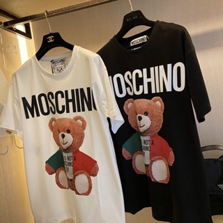 Moschi/no (Label) เสื้อยืดแขนสั้น พิมพ์ลายหมี ทรงหลวม สามสี