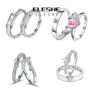 Eleshe Jewelry แหวนเงิน 925 ประดับเพชรโมอิส เรียบง่าย แฟชั่นคู่รัก ของแท้ M064