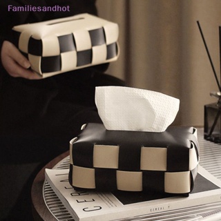 Familiesandhot&gt; กล่องกระดาษทิชชู่ แบบหนัง ลายกระดานหมากรุก สไตล์เรโทร