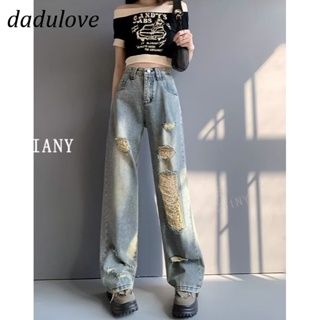 DaDulove💕 New American Ins High Street Retro Ripped Jeans Niche High Waist Loose Wide Leg Pants Trousers