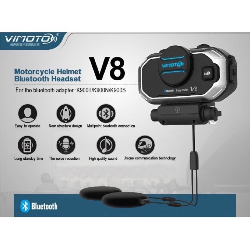 Vimoto V8 บูลทูธติดหมวกกันน็อค อินเตอร์คอม มีระบบตัดเสียงรบกวน ...