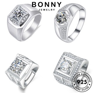 BONNY JEWELRY ต้นฉบับ แท้ เครื่องประดับ มอยส์ซาไนท์ไดมอนด์ เกาหลี เครื่องประดับ เรียบง่าย Silver แหวน เงิน 925 แฟชั่น ผู้ชาย M082