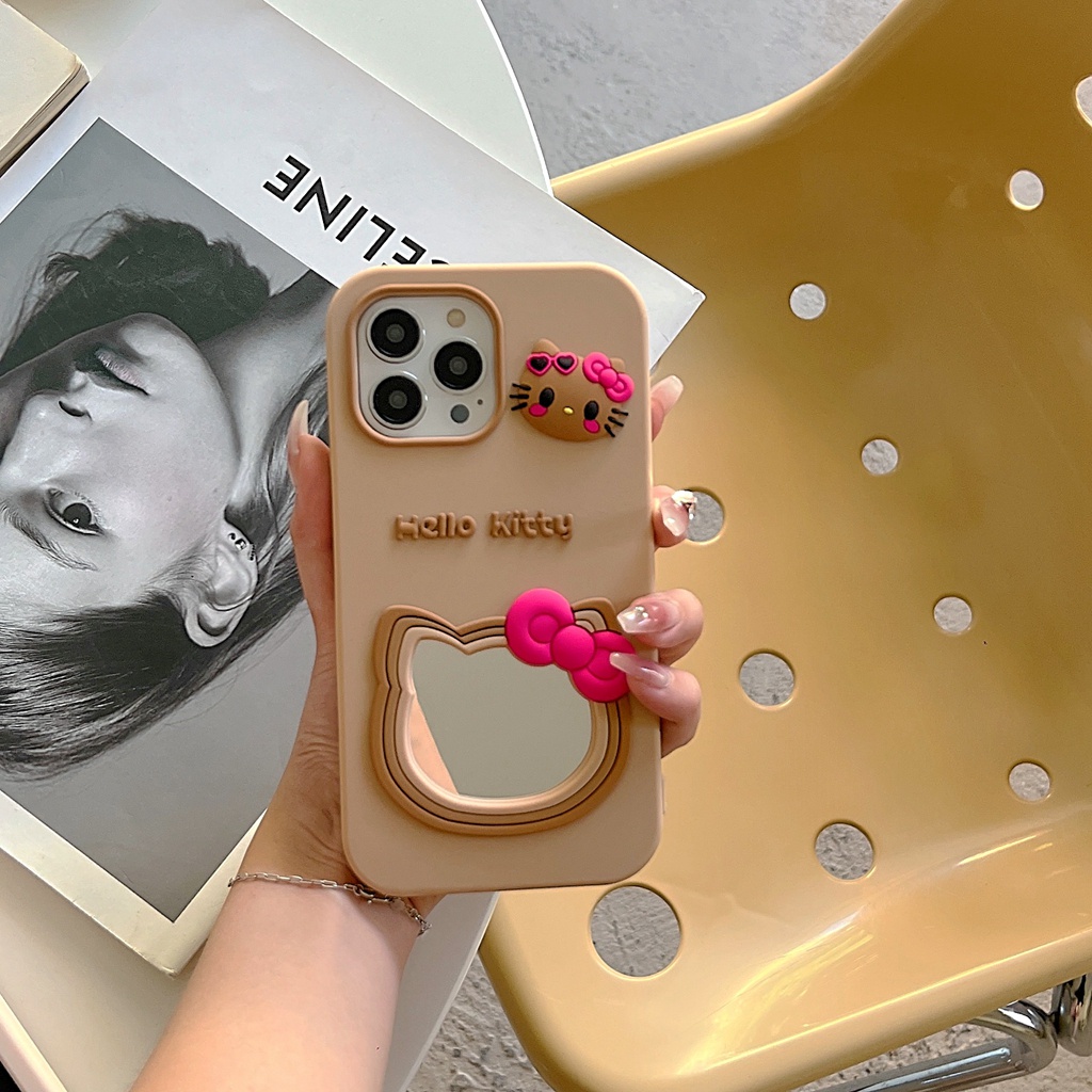 เคสโทรศัพท์มือถือ-แบบกระจกแต่งหน้า-ลายแมว-สําหรับ-iphone-14-14pro-max11-pro-max-xs-max-x-12-pro-max