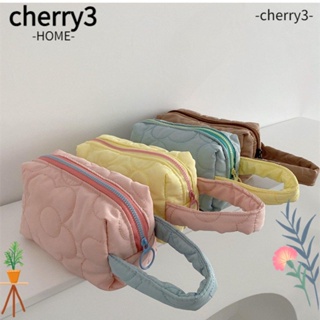 CHERRY3 กระเป๋าเครื่องสําอางน่ารัก จุของได้เยอะ สีพื้น สําหรับเดินทาง