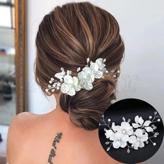 เครื่องประดับ ต่างหู ประดับคริสตัล ไข่มุก และพลอยเทียม ลายดอกไม้ สีขาว สไตล์จีน แฟชั่นเรโทร สําหรับผู้หญิง