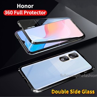 เคสโทรศัพท์มือถือกระจกนิรภัย กรอบโลหะแม่เหล็ก สองด้าน 360 สําหรับ Honor 90 Pro 5G 80 SE 70 90Pro 80SE° เคสแข็ง กันกระแทก แบบเต็มเครื่อง แฟชั่นสําหรับป้องกัน