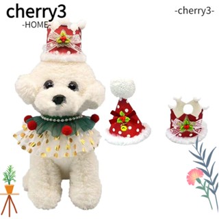 Cherry3 หมวกหูรูด ประดับเลื่อมน่ารัก เหมาะกับฤดูหนาว สําหรับสัตว์เลี้ยง สุนัข