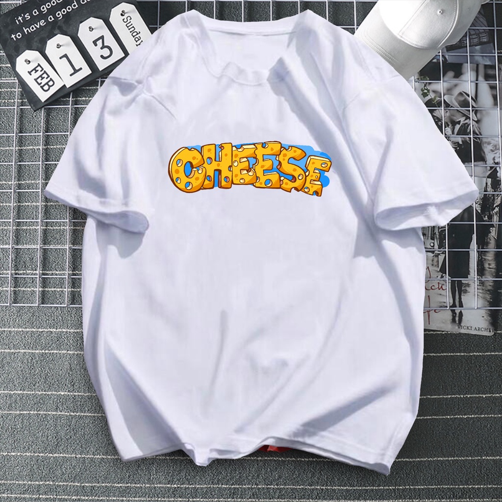ดูดีนี่-เสื้อยืดใหม่-cheese-print-design-t-shirt-cotton-unisex-cod-asia-size