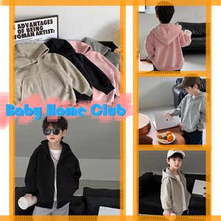 เสื้อแจ็กเก็ต ผ้าฝ้าย มีฮู้ด ปักลายตัวอักษร สีพื้น สไตล์ญี่ปุ่น และเกาหลี สําหรับเด็ก (90-140 ซม.)