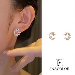 Enacolor Ins ใหม่ ต่างหูคริสตัล รูปผีเสื้อ ดอกไม้ สไตล์เกาหลี สําหรับผู้หญิง 2023