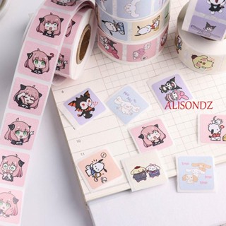 Alisondz สติกเกอร์ไดอารี่ น่ารัก เด็ก กาว บรรจุภัณฑ์ ของขวัญ สมุด Kuromi DIY ซองจดหมาย บัญชีมือ สติกเกอร์ อัลบั้ม Cinnamoroll