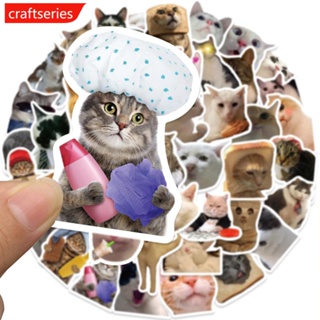Craftseries สติกเกอร์ ลายกราฟฟิตี้แมวน่ารัก สําหรับตกแต่งสมุดภาพ โทรศัพท์มือถือ แล็ปท็อป DIY E5H9 50 ชิ้น