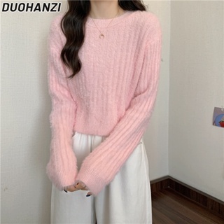 Duohanzi เสื้อกันหนาว สีชมพู สําหรับผู้หญิง