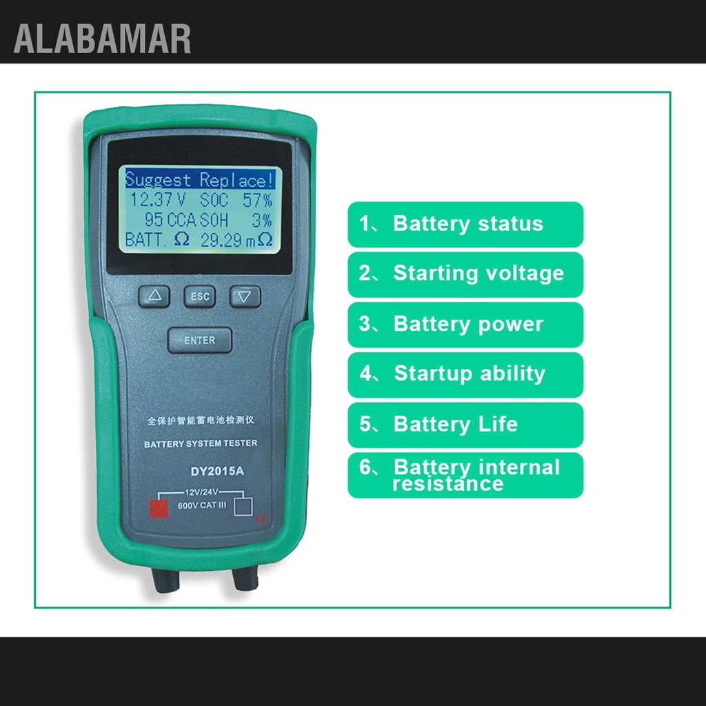 alabamar-12v-24v-เครื่องมือทดสอบแบตเตอรี่รถยนต์-การทดสอบโหลดแรงดันไฟฟ้า-เครื่องมือตรวจสอบความจุแบตเตอรี่ดิจิตอล