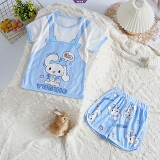 Kawaii Sanrio Cinnamoroll ชุดนอนแขนสั้น พิมพ์ลายการ์ตูน Pochacco น่ารัก สําหรับเด็ก 2 ชิ้น [BL]