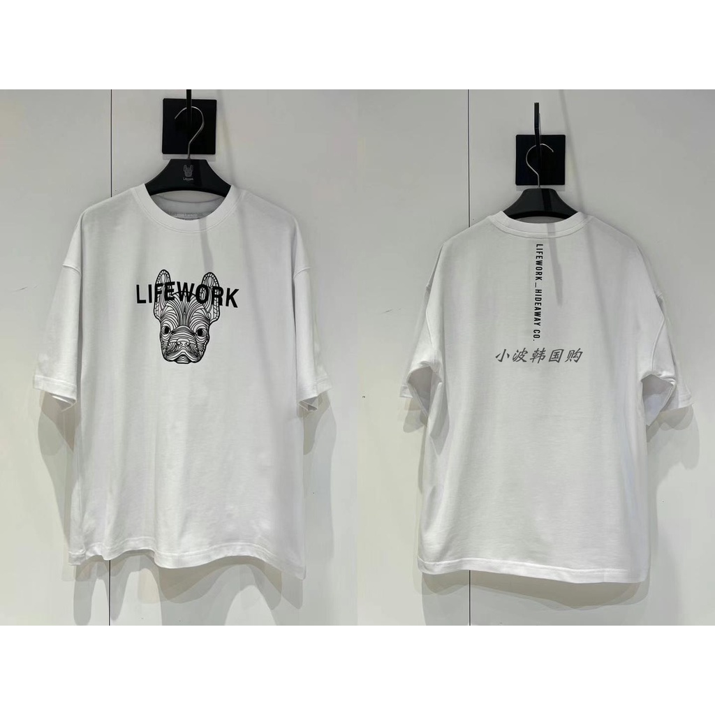 lifework-เสื้อยืดลําลอง-แขนสั้น-พิมพ์ลายลูกสุนัข-แฟชั่นสําหรับทุกเพศ