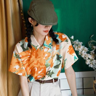Ann.Fashion  เสื้อฮาวายลายดอกไม้  แขนสั้น เชิ้ตสไตล์เกาหลี ฤดูร้อน #309