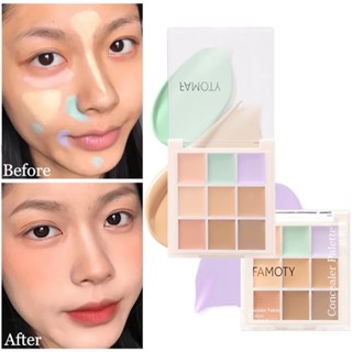 Famoty พาเลตต์คอนซีลเลอร์ เนื้อครีม 9 สี กันน้ํา ให้ความชุ่มชื้น ปกปิดสิว รอยคล้ําใต้ตา