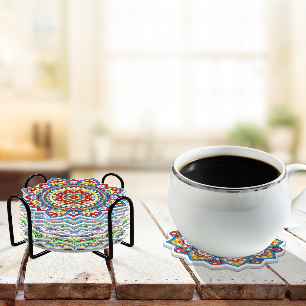 diy-diamond-painting-coasters-ที่รองแก้ว-ที่รองแก้ว-กันลื่น-แผ่นปูโต๊ะ-สร้างสรรค์-อาหารเย็น